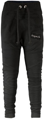 Spodnie Despacito czarne bawełniane dresowe z przeszyciami r. 98