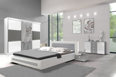 KOMPLET MEBLI DO SYPIALNI ŁÓŻKO + MATERAC 180X200