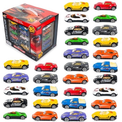 Samochodziki Resoraki Metalowe Auta dla Dzieci 30 sztuk 1:64 Die-Cast