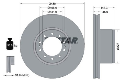 DISKAI STABDŽIŲ 2SZT. 430MMX45MM MERCEDES ACTROS ACTROS MP2 MP3 