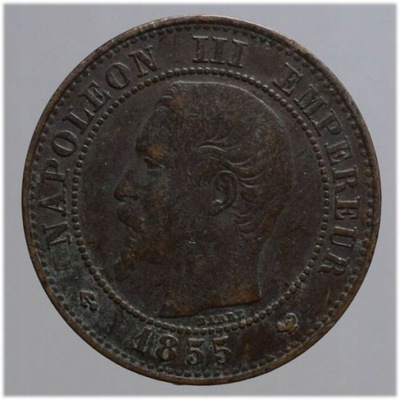 Francja 2 centymy 1855 W Rzadka