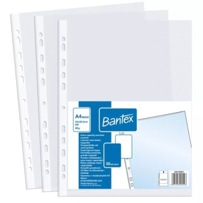 KOSZULKI GROSZKOWE MAXI A4 , PP 90 MIC. , 50 SZT. W FOLII BANTEX