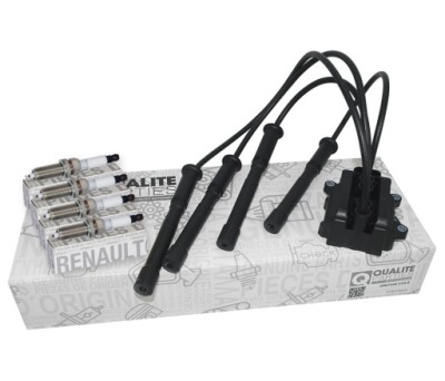 Катушка зажигания + свечи зажигания оригинальный номер renault clio ii kangoo 1.2 16v 3 болты фото №1