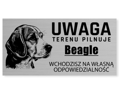 Tabliczka 20x10 TERENU PILNUJE Beagle UWAGA PIES