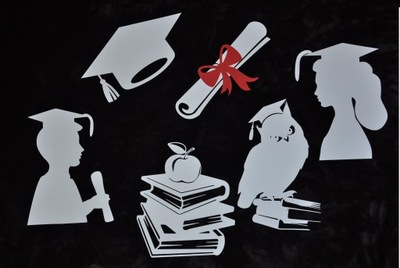 A3 Sowa książka biret dekoracja szkolna wycinanka kurtyne tablice