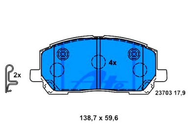 CABLE DE FRENADO PARTE DELANTERA 13.0460-5882.2 ATE ATE 13.0460-5882.2 JUEGO  