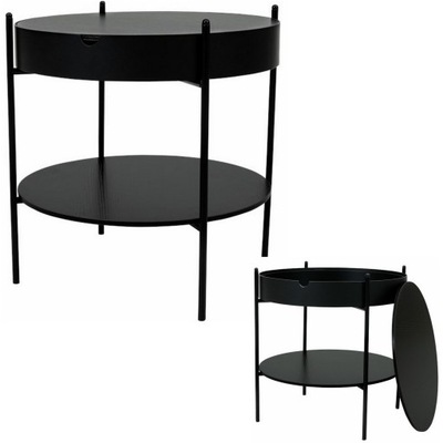 Stolik czarny okrągły Dekoracyjny stolik kawowy z półką home prezent