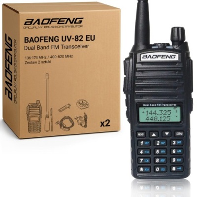 2x Radiotelefon BAOFENG UV-82 EU 5W Krótkofalówka PTT-2 Radio