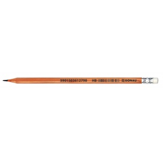 Ołówek drewniany z gumką DONAU HB naturalny