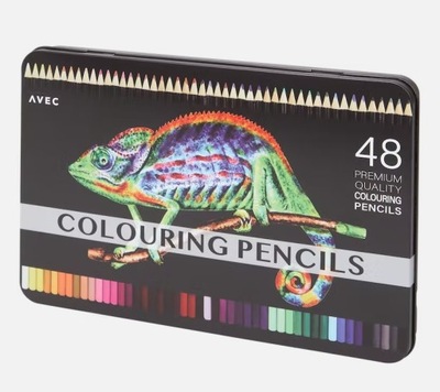 Kredki ołówkowe premium 48 kolorów zamykana puszka