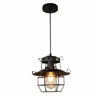 Lampa wisząca w stylu retro z żelazną klatką - 9813974285 