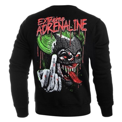 Czarna Bluza bez Kaptura Extreme Adrenaline z Nadrukiem "Psycho Clown" 3XL