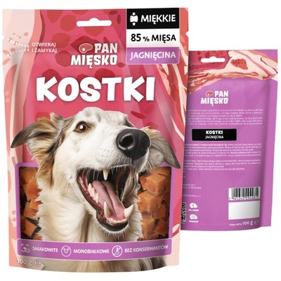 Przysmak dla psa PAN MIĘSKO Dog Snack JAGNIĘCINA Kostki Chunkies Lamb 100g