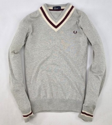 FRED PERRY SWETER SZARY BAWEŁNA WEŁNA S