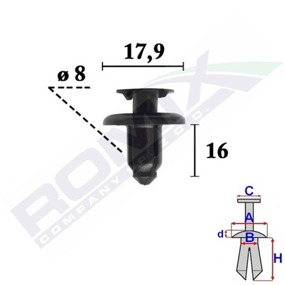 ШТИФТ ДЮБЕЛЬ БАМПЕРА 8MM HYUNDAI KIA X10SZT