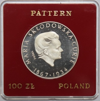 100 ZŁ MARIA SKŁODOWSKA CURIE 1974 PRÓBA - ST. L/L-