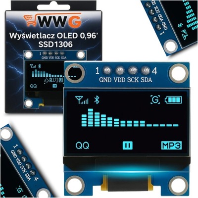 WYŚWIETLACZ OLED 0,96 SSD1306 ZGODNY Z ARDUINO I2C WWG NIEBIESKI