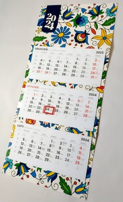 Kalendarz trójdzielny na 2024 folk design