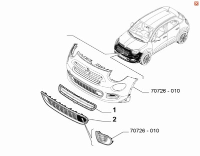 DEFLECTOR REJILLA DEL RADIADOR FIAT 500X PARTE DELANTERA FACELIFTEM  