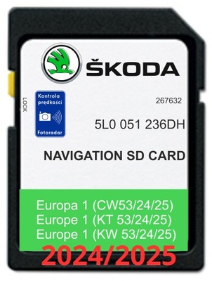 Mapa do nawigacji Europa Skoda karta SD 2024