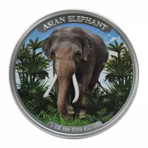 Cambodia 2023 - Asian Elephant Ag999 1oz Coloured