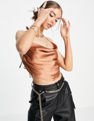 CROP TOP WIĄZANIE SATYNA 6NX XXH__XXS