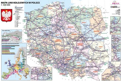 Podkładka na biurko DOBREMAPY Mapa Polski infrastruktura kolejowa TSL