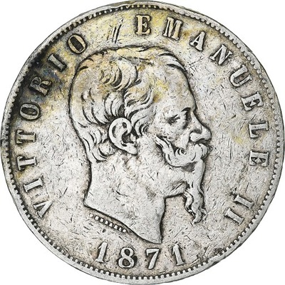 Włochy, Vittorio Emanuele II, 5 Lire, 1871, Milan,