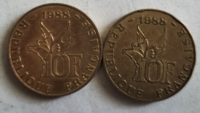 Moneta Francja 10 franków 1988 okolicznościowa