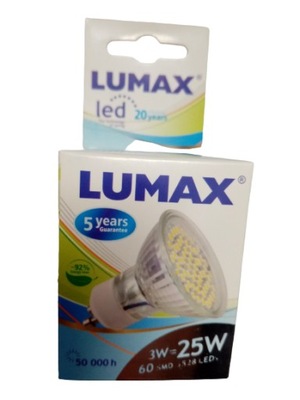 Żarówka LED GU10 3W 240V barwa zimna 60SMD