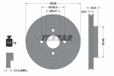 TEXTAR 92176005 ДИСК ТОРМОЗНОЙ