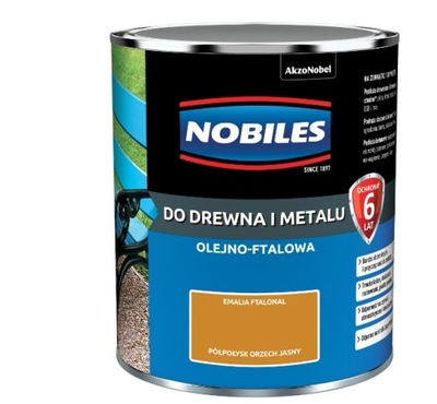 Emalia ftalonal do drewna i metalu NOBILES półpołysk orzech jasny 0,7L