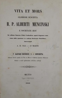 Vita et mors Gloriose suscepta Alberti Mencinski