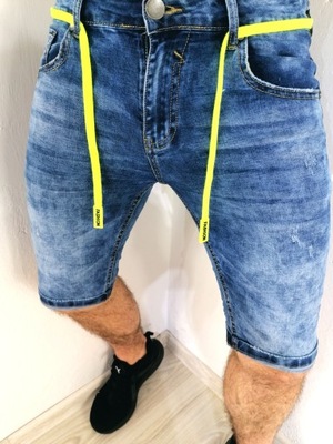 Krótkie spodenki jeansowe męskie wycierane 38