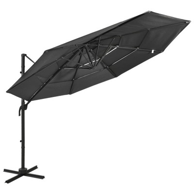 4-POZIOMOWY PARASOL NA ALUMINIOWYM SŁUPKU ANTRACYTOWY 3X3 M