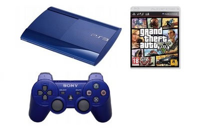 PlayStation3 PS3 SUPER SLIM NIEBIESKA PAD GTA