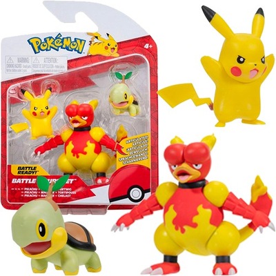 3 Figurki Bitewne Pokemon Pikachu Magmar Turtwig