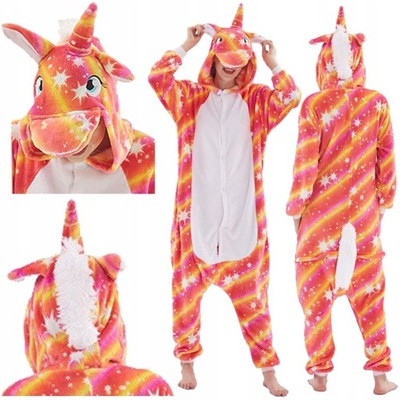 PIŻAMA KIGURUMI KOSTIUM ONESIE JEDNOROŻEC RÓŻOWY PRZEBRANIE KOMBINEZON S