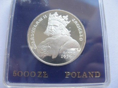 Moneta 5000 zł Jagiełło popiersie 1989