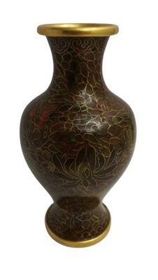 Cloisonne stary śliczny wazon emalia piecowa mosiężny Chiny szczelny