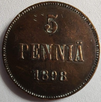 1597c - Finlandia 5 penniä, 1898