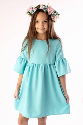 Turkusowa sukienka dla dziewczynki Lily Grey PRINCESS rozmiar 110