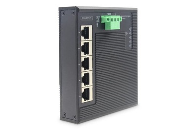 Digitus 5-portowy przełącznik sieciowy Gigabit Ethernet, płaski, przemysłow