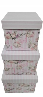Flower box pudełko 3w1 kwadrat w kwiaty różowy