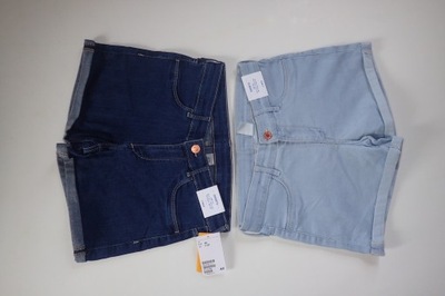 2 szt krótkie spodenki jeans szorty H&M roz 152 nowe z metka