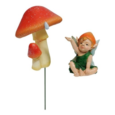 2x Akcesoria do bajkowego ogrodu Rzeźba Miniaturowa figurka Grzyb Elf