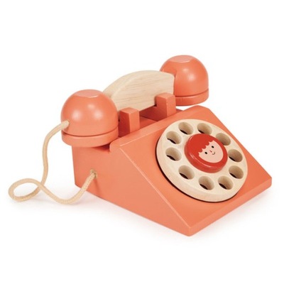 Mentari Drewniany telefon stacjonarny zabawkowy tradycyjny telefon
