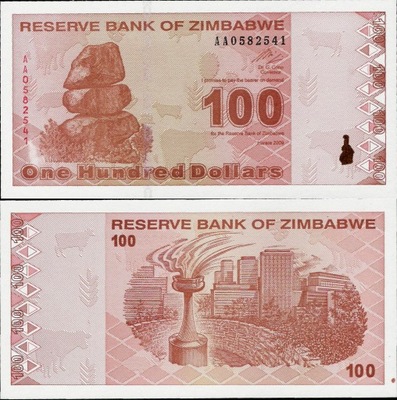 Zimbabwe 2009 - 100 Dollars Pick 97 UNC