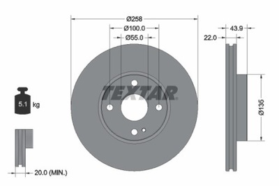 2X DISKU STABDŽIŲ MAZDA PRIEK. 2 1,5 14- 92300903 