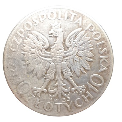 10 złotych 1933r Głowa Kobiety